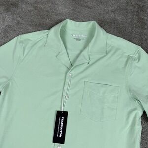Bearbottom Mens Camp Collar Button Up Shirt Medium Mint Green Lightweight Resort